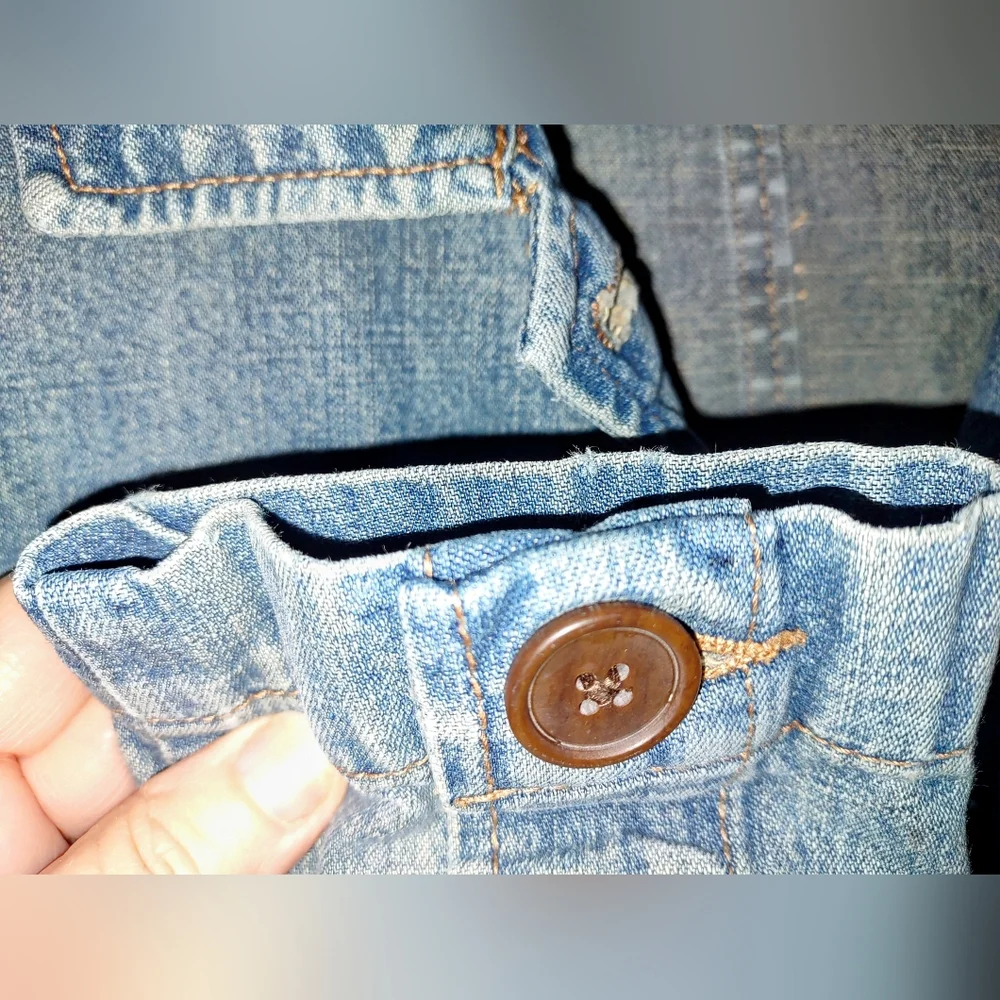 French Cuff Vintage Button Front Denim Jeans Jacket size Medium - Picture 8 of 13